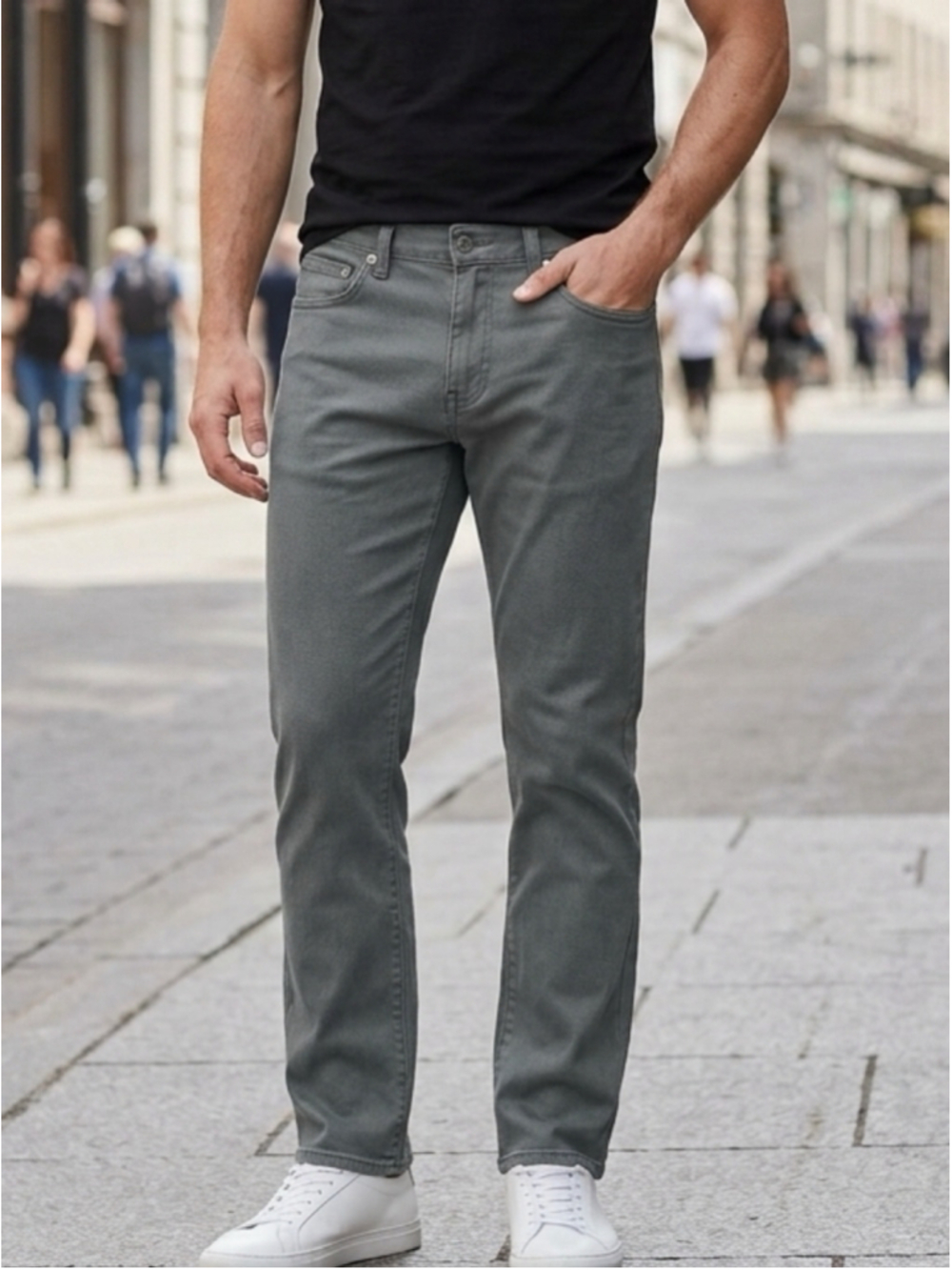 Denver Hayes Grey Mid Rise Denim Slim Straight Leg Jeans 34/32Stretch Pants 1453
